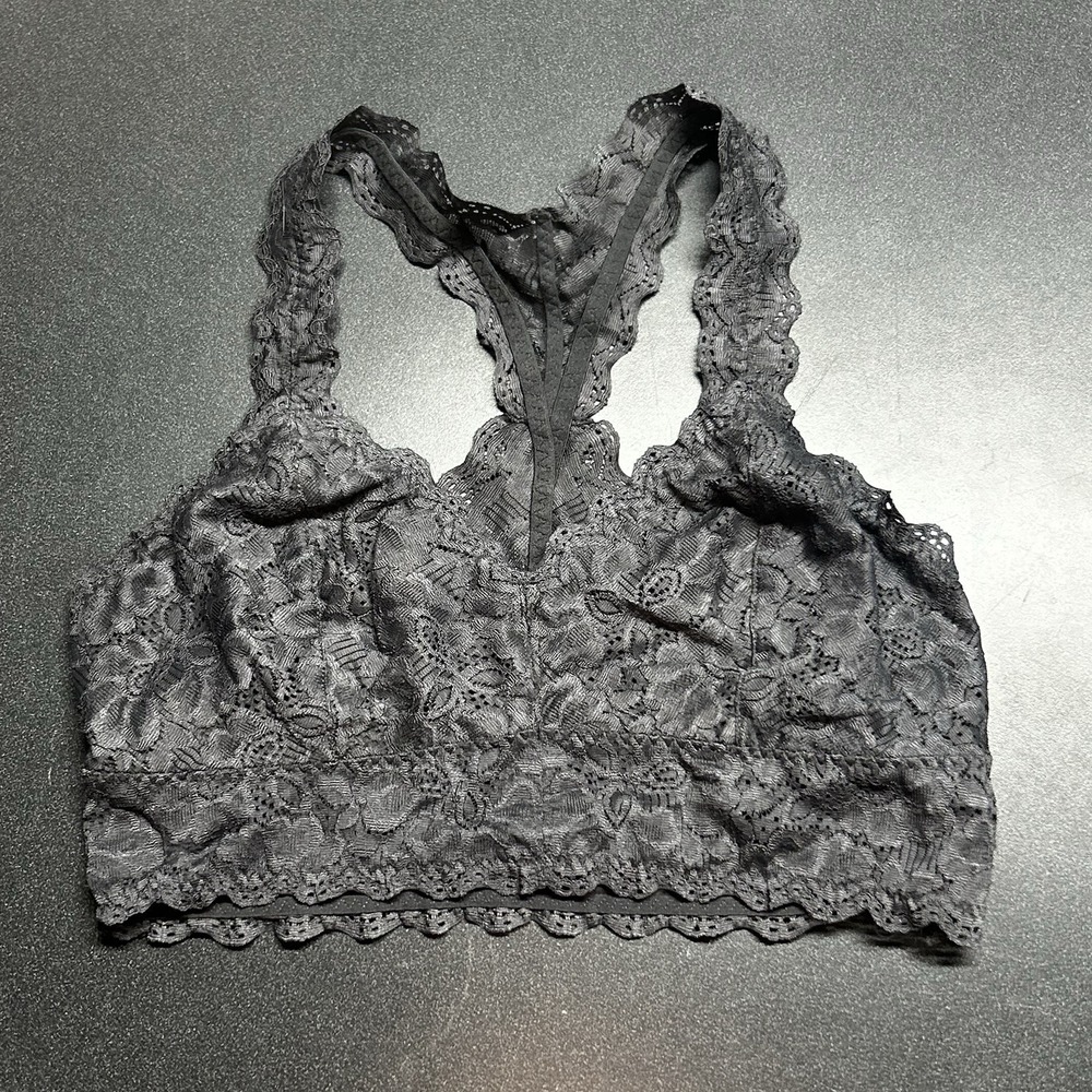 Felina lingerie gray lace raceback stretch bralette size medium